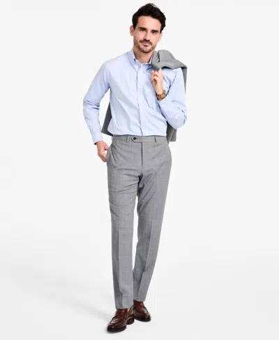 Brooks Brothers B By  Men's Windowpane Wool-blend Stretch Classic-fit Suit Pants In Grey