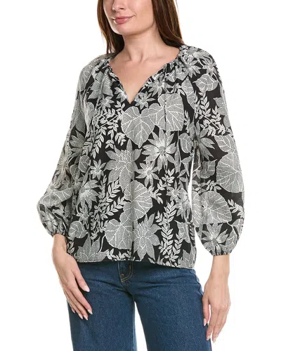 Brooks Brothers Balloon Sleeve Linen-blend Blouse In Animal Print