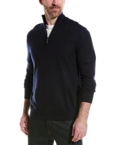 Brooks Brothers Basic Merino Wool 1/2-zip Sweater In Blue