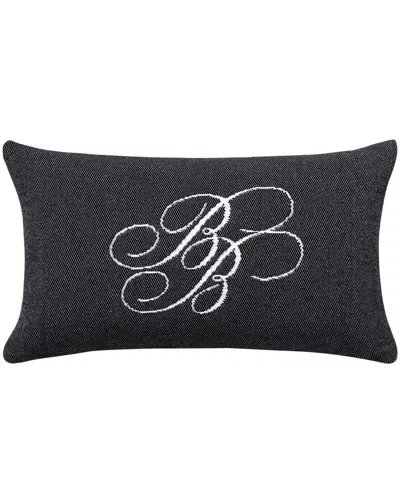 Brooks Brothers Bb Monogram Decorative Lumbar Throw Pillow In Black