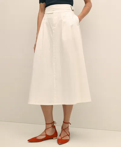 Brooks Brothers Belted A-line Twill Pleated Skirt