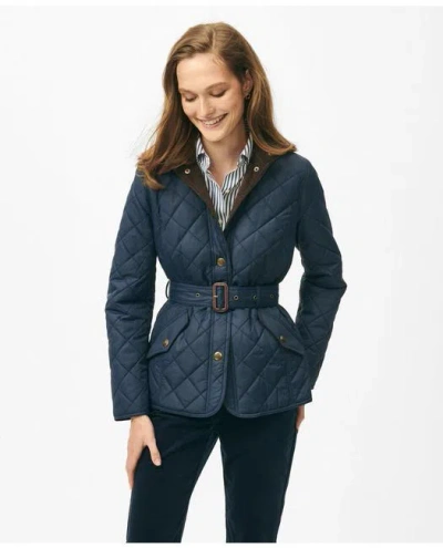 Brooks Brothers Belted Military-inspired Quilted Jacket In Nylon In Navy