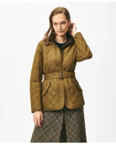 Brooks Brothers Belted Military-inspired Quilted Jacket In Nylon In Olive