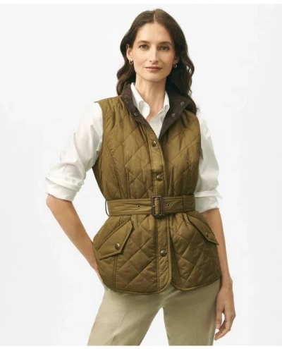 Brooks Brothers Belted Military-inspired Quilted Vest In Nylon In Olive