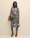 Brooks Brothers Belted Modal Shirt Dress In Abstract Floral Print In Blue