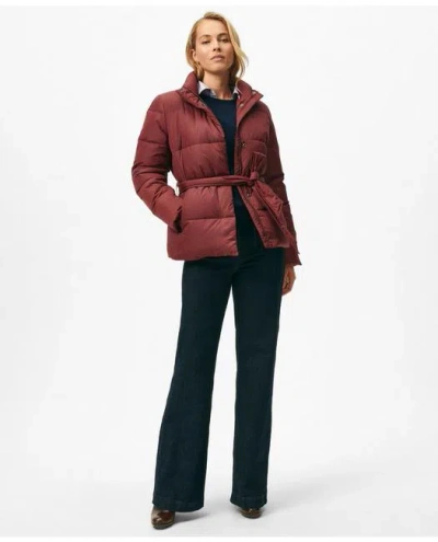 Brooks Brothers Belted Puffer Jacket In Burgundy