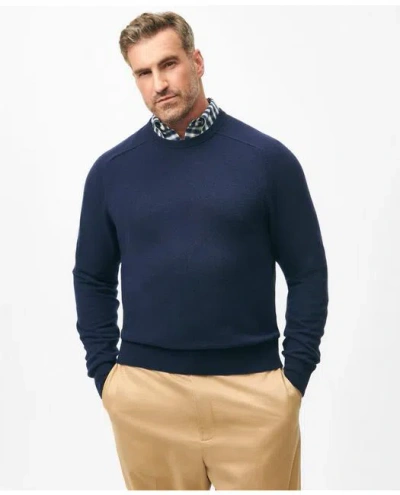 Brooks Brothers Big & Tall 3-ply Cashmere Crewneck Sweater In British Blue