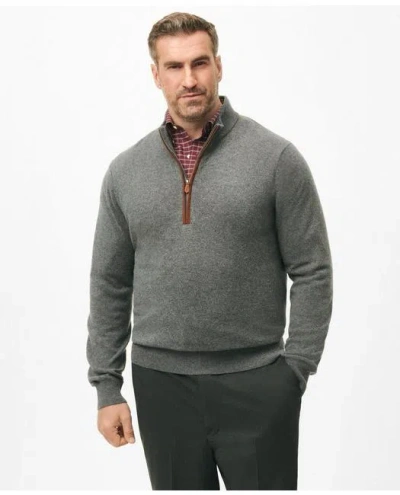 Brooks Brothers Big & Tall 3-ply Cashmere Half-zip Sweater In Grey
