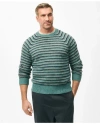 Brooks Brothers Big & Tall Crewneck Sweater In Striped Brush Wool In Blue