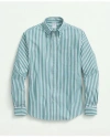 Brooks Brothers Big & Tall Friday Shirt, Poplin Butcher Striped In Green