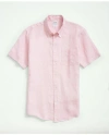 Brooks Brothers Big & Tall Irish Linen Short-sleeve Sport Shirt In Pink