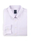 Brooks Brothers Big & Tall Non-iron Grid Patterned Dress Shirt In White