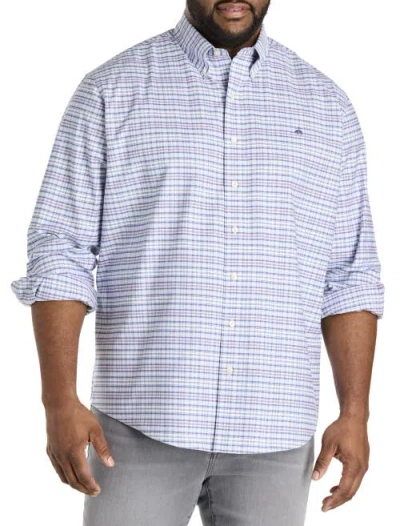 Brooks Brothers Big & Tall Non-iron Plaid Oxford Sport Shirt In Pink Blue