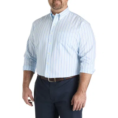 Brooks Brothers Big & Tall  Non-iron Striped Broadcloth Sport Shirt In Blue