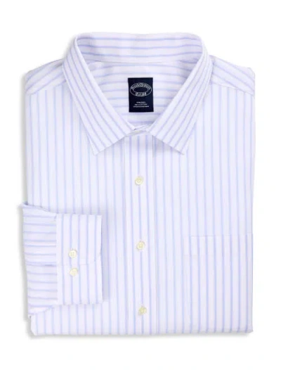 Brooks Brothers Big & Tall Non-iron Striped Dress Shirt In Blue