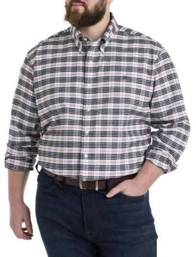 Brooks Brothers Big & Tall Non-iron Tartan Plaid Sport Shirt In White Navy Tartan