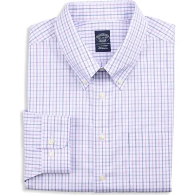 Brooks Brothers Big & Tall Non-iron Tattersall Check Dress Shirt In Purple