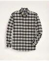 Brooks Brothers Portuguese Flannel Polo Button Down Collar, Plaid Shirt | Black/white | Size 2xl In White Black