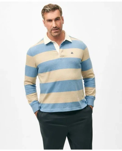 Brooks Brothers Big & Tall Rugby Shirt In Garment-washed Cotton In Blue/beige