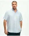 Brooks Brothers Big & Tall Sport Shirt, Short-sleeve Irish Linen In Light Blue