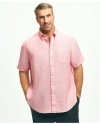 Brooks Brothers Big & Tall Sport Shirt, Short-sleeve Irish Linen | Red | Size 3x Tall