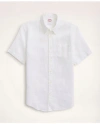 Brooks Brothers Regular Fit Cotton Seersucker Short Sleeve Button-down Shirt In White