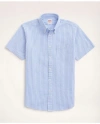 Brooks Brothers Big & Tall Sport Shirt, Short-sleeve Seersucker Stripe In Red