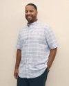Brooks Brothers Big & Tall Stretch Cotton Non-iron Oxford Polo Button Down Collar, Bold Check Short-sleeve Shirt In Hydrangea
