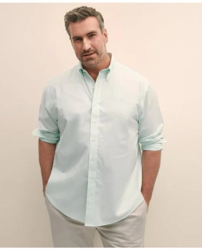 Brooks Brothers Big & Tall Stretch Cotton Non-iron Oxford Polo Button Down Collar, Shirt In Turquoise