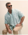 Brooks Brothers Big & Tall Stretch Cotton Non-iron Oxford Polo Button Down Collar, Windowpane Shirt In Turquoise