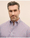 Brooks Brothers Big & Tall Stretch Cotton Non-iron Polo Button Down Collar, Gingham Shirt In Navy