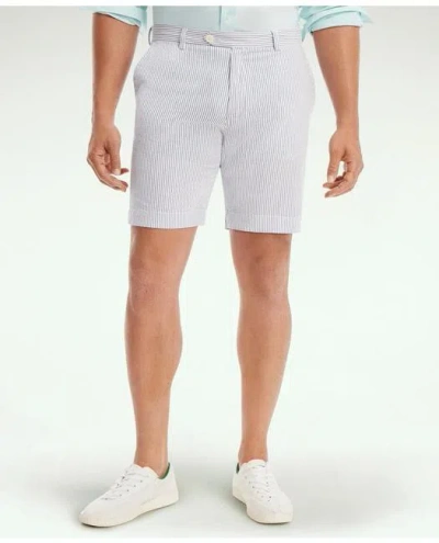 Brooks Brothers Big & Tall Stretch Cotton Seersucker Shorts In Blue White