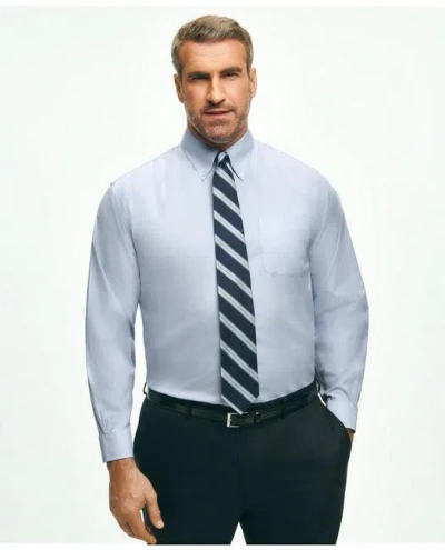 Brooks Brothers Big & Tall Stretch Dress Shirt, Non-iron Pinpoint Button-down Collar In Light Blue