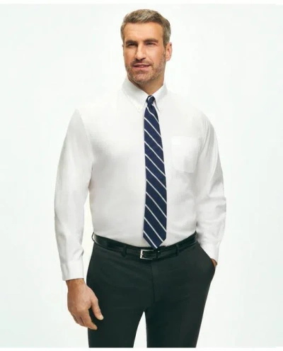 Brooks Brothers Big & Tall Stretch Dress Shirt, Non-iron Pinpoint Button-down Collar In White