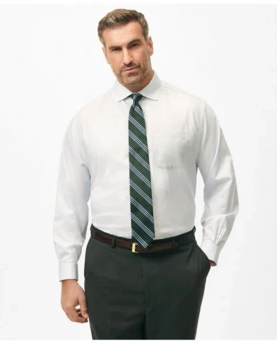 Brooks Brothers Big & Tall Stretch Supima Cotton Non-iron English Spread Collar, Micro-grid Dress Shirt In Light Blue