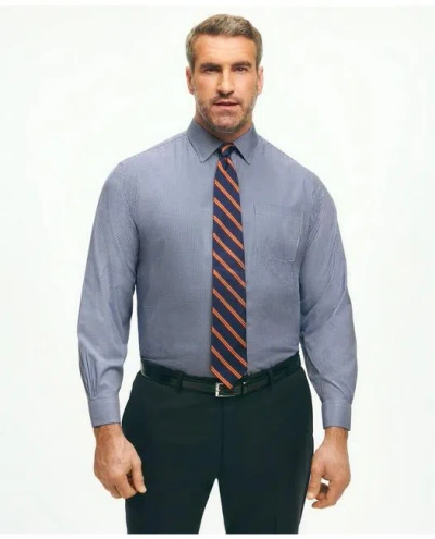 Brooks Brothers Big & Tall Stretch Supima Cotton Non-iron Pinpoint Oxford Ainsley Collar, Gingham Dress Shirt In Bright Blue