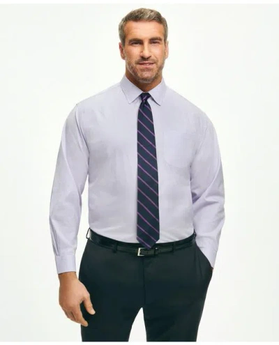 Brooks Brothers Big & Tall Stretch Supima Cotton Non-iron Pinpoint Oxford Ainsley Collar, Gingham Dress Shirt In Lavender