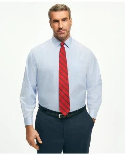 Brooks Brothers Big & Tall Stretch Supima Cotton Non-iron Pinpoint Oxford Ainsley Collar, Gingham Dress Shirt In Light Blue