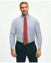 Brooks Brothers Big & Tall Stretch Supima Cotton Non-iron Pinpoint Oxford Button-down Collar, Candy Stripe Dress Shi In Bright Blue