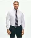 Brooks Brothers Big & Tall Stretch Supima Cotton Non-iron Pinpoint Oxford Button-down Collar, Candy Stripe Dress Shi In Lavender