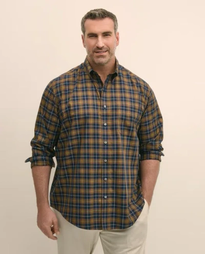 Brooks Brothers Big & Tall Stretch Supima Cotton Non-iron Twill Polo Button Down, Plaid Sport Shirt In Brown