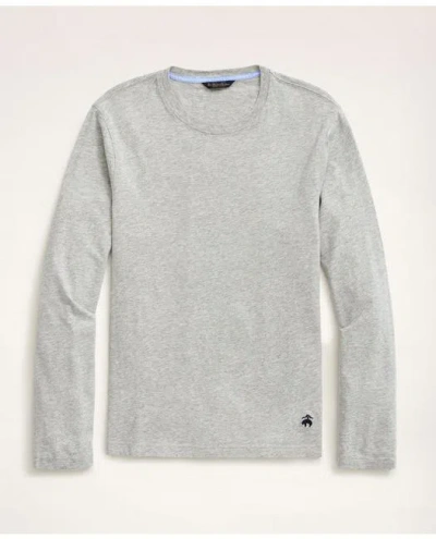 Brooks Brothers Big & Tall Supima Cotton Long-sleeve Logo T-shirt In Grey Heather