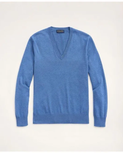Brooks Brothers Big & Tall Supima Cotton V-neck Sweater In Dark Blue Heather