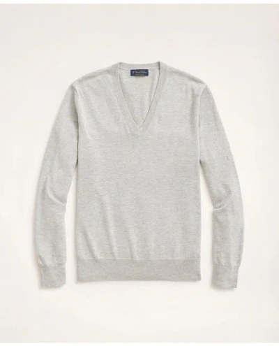 Brooks Brothers Big & Tall Supima Cotton V-neck Sweater In Grey Heather