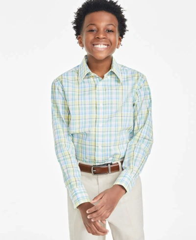 Brooks Brothers Kids' Big Boys Classic Fit Long Sleeve Dress Shirt In Yellow,blue