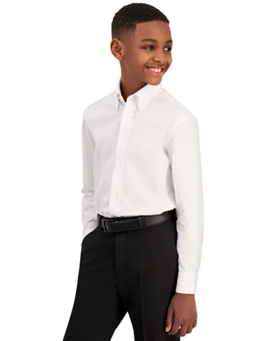 Brooks Brothers Kids' Big Boys Classic-fit Solid Long-sleeve Dress Shirt In White