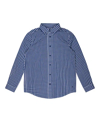 Brooks Brothers Kids' Big Boys Gingham Woven Long Sleeve Poplin Shirt In Royal Blue