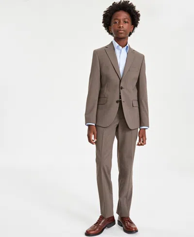 Brooks Brothers Kids' Big Boys Mini Check Classic Fit Stretch Suit In Light Brown
