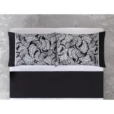 Brooks Brothers Black&white Paisley 2 Piece 100% Cotton Guest Room Pillowcase Case Pack