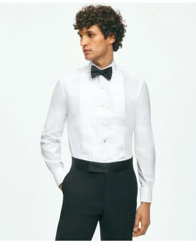 Brooks Brothers Black Fleece Pleated Londoner Collar Tuxedo Shirt In Sea Island Cotton In White